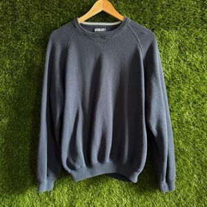 Lands End Cotton Crew Neck Sweater Navy M Med Medium